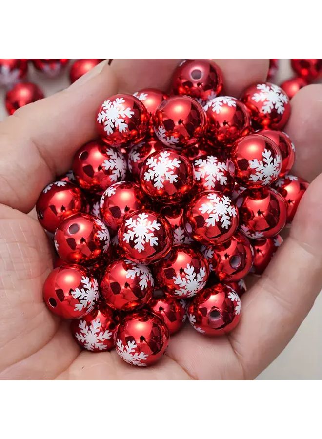6pcs Red White Floral Acrylic Beads For Jewelry Making Christmas Decorations - Image 1